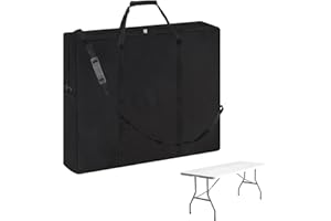 Klmnop Large Folding Table Storage Bag, Waterproof Heavy Duty 600D Oxford Cloth Carrying Bag for Transporting and Storing Folding Tables, Camp Tables with Zipper & Shoulder Strap 95×13×80cm(Black)