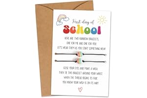 BOOMTOP First Day of School Gift First Day at School Wish Bracelets Pack of 2 Rainbow Beads Bracelets Gift First Day at School for Girls Boys Starting School Gifts