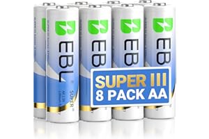 EBL AA Lithium Batterie 3700mAh 1.5V 8 Stück - Lithium Batterie AA Hochleistungs Hoher Kapazität, Nicht Wiederaufladbare Batterien AA für Blink Outdoor Camera, Digitalkamera, Spielzeug, Fernbedienung