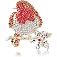 BORFUE 2 Pieces Robin Brooches Red Rhinestone Bird Brooch Ladies Brooch