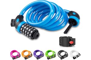 Opaza Candado de Bicicleta, Seguridad Candado de Cable Mejor Combinación con Flexible Montaje Cable de Bloqueo Antirrobo Alta Seguridad para La Bicicleta al Aire Libre 1.2m X12mm (Azul)