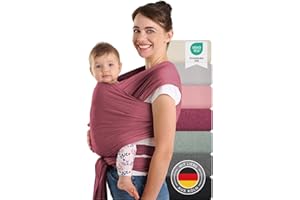 Laleni Tragetuch Baby neugeboren bis 15 kg aus weicher Baumwolle - Babytrage Neugeborene ab Geburt - OEKO-TEX zertifiziertes Tragetuch Kleinkind - Wickeltuch Baby mit 5,10 m Länge - Baby Sling in Rot