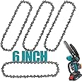 ChooKaChoo 6 Inch Mini Chainsaw Chain Replacement, 4 Pcs Chains for Cordless Electric Portable Chainsaw, Durable Carbon Steel Saw Chains for Pruning Shears and Wood Cutting