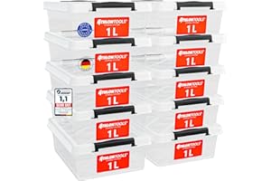 ATHLON TOOLS 10x 1L Aufbewahrungsboxen mit Deckel klein – 100% Neumaterial - transparent - BPA Frei – stapelbare Behälter – graue Verschlussclips – nahezu Luftdicht - Organizer