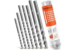 BAUBECK Steinbohrer Set für Akkuschrauber - Premium Stahl - Ø 4/5/6/6/7/8/10mm CYL-3, langlebig - Beton Bohrer Set Betonbohrer Stein Bohrerset Bohrer Stein