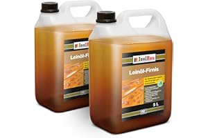Isolbau Vernis à l’huile de lin doublement cuite 10 l - protection et entretien du bois - Couleur naturelle - Sans résine