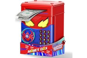 Vubkkty Spider Money Box, Electronic Piggy Bank with Fingerprint Simulation, ATM Money Saving Box for Kids Safe, Cool Personalised Cash Coin Bank Toys, Boys Girls 3-12 Birthday Chirstmas Gifts(Blue)