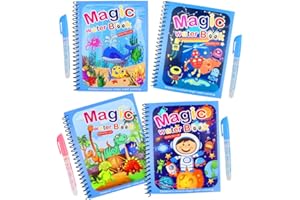 ZJRung 4 Stücke Magie Wasser Malbuch Doodle Magie Wasser Zeichnung Buch Magisches Wasser Malbuch für Kinder mit Zauberstift für Kinder