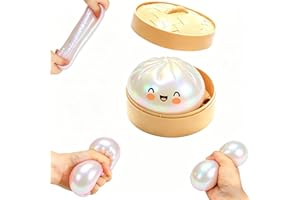 Giant Glitter Dumpling Squishy, Colorful Mystery Stress Dumplings, Cute Soft Calming Unbreakable Figurine Simulation Ball (White)