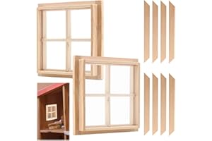 KIKI FANCY Wichtelfenster Miniatur Fenster 2 Stück, Fenster Puppenhaus Puppenhausmöbel Holzfensterrahmen Fenster Wichtelhaus Bastelzubehör Spielzeug Für Puppenhäuser Dekoration