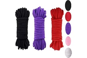 WUWYOUWL Corda di Cotone Morbida, 10 m/8 mm Universale Filo di Cotone Spesso (8mm-Nero+Rosso+Viola)