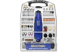 Skotek Corded Rotary Tool 234Pc Accessory Set, 135W Variable Speed 8000-33000RPM, Ideal for DIY Projects, Woodwork, Hobby Craft & Dremel Multi Tool Compatible with Carry Case Included