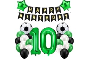 BOMICLSS Football Balloon 10th Birthday Decorations for Boys Soccer Birthday Party Supplies Party Decoration Balloons Foil Mylar Green Sports Theme Party Supplies Decor (10th-Birthday)