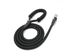 Aiminto Dog Leash, Braided Rope Traction – Walking Training Lead for Medium/Large Dogs ((1/2") - 6FT, Black)