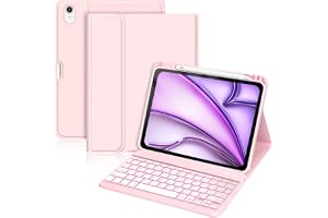 Fodral med tangentbord för iPad Air 11 tum M4 2026/M3 2025/M2 2024/iPad Air 5/4, upplyst med avtagbart tangentbord, TPU baksk
