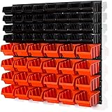 Set of 32 black S and 24 orange M size IN-Box storage bins louvre