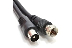 kenable Coaxial Satellite to TV Aerial Cable F type Plug to RF Fly Lead RG59 0.5m Black [0.5 metres]