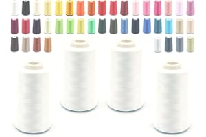 ‎SCHNOSCHI Schnoschi 4 Konen Overlockgarn 40/2 (120), 5000 Yard (4570 Meter), Nähgarn, weiß