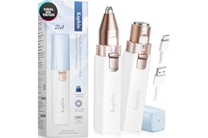 KAPHIO Gesichtshaarentfernung für Frauen: 2-in-1 Elektrisches Haarentfernungsgerät für Kinn, Oberlippe, Pfirsichflaum & Wiederaufladbarer Augenbrauentrimmer zur Formung der Brauen mit Licht (Blau)