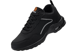DYKHMILY Sicherheitsschuhe Damen Luftkissen Arbeitsschuhe Leicht Stahlkappenschuhe Sportlich Dämpfung Reflektierende Atmungsaktiv