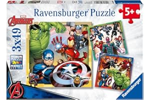Ravensburger - Puzzle Enfant - Lot de 3 Puzzles 49 pièces - Les puissants Avengers - Marvel - Fille ou garçon dès 5 Ans - Puzzle de qualité supérieure - 3 Posters Inclus - Super-héros - 08040