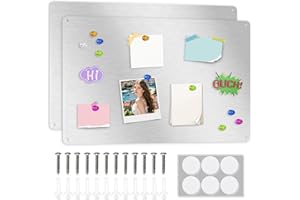 ALANGDUO 2 Stück Magnettafel Magnetboard, 42 x 30 cm Metall Magnettafel Magnetwand, Pinnwand Magnetisch, Magnetische Metalltafel für Notizen und Fotos, Magnetwand Kreidetafel für küche, Silber