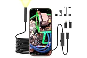 BNEHHOV Endoscopio per Smartphone, 1920P Telecamera Endoscopica, Telecamera Ispezione Tubi con 8 Luci LED, IP67 Sonda Impermeabile Cavo Semirigido da 5M Compatibile con Android e iOS