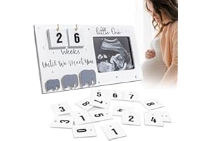 GRVICH Baby Sonogram Picture Frame, Baby Sonogram Picture Frame Countdown Weeks, Pregnancy Gifts for Mum Expecting, Wooden Ultrasound Photo Frame for Pregnancy Milestones and Announcement Gifts