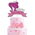 Confetti! 1Pc Princess Girl Happy Birthday Cake Topper with Glitter Birthday Girl Theme Cake Pick Decorations for Wedding Engagement Baby Shower Girls Birthday Party Cake Decorations Supplies