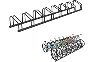 HENGMEI Fahrradständer Für 8 Fahrräder Stahl Mehrfachständer Radabstand für 30-65mm Reifenbreite Bügelparker Fahrradparker Boden Wand Montage Fahrradhalter, Schwarz