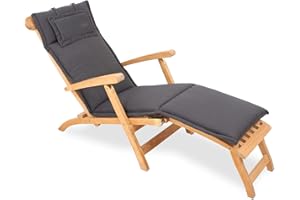 ROG garden-line Auflage FÜR DECKCHAIR LIEGESTUHL 186 x 45 cm - ANTHRAZIT