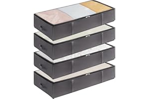 Set van 2 opbergdozen onder het bed met wieltjes, bamboe