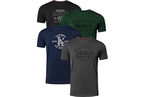 FULL TIME SPORTS Herren Baumwolle T-Shirt 4er Set Pack PRINT-001