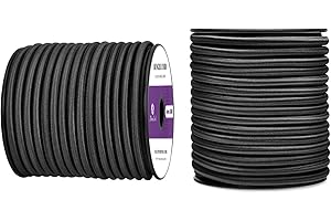 Abma Cord Corda Elastica 6mm 20M Corda di Gomma Cavo Elastico Marino per Teloni, Tende e Bagagli - Nero