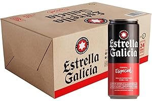 Estrella Galicia Especial - Cerveza Lager Especial, Pack de 24 Latas x 33 cl, Sabor Ligero y Amargo, Aroma a Lúpulo, 5,5% Volumen de Alcohol