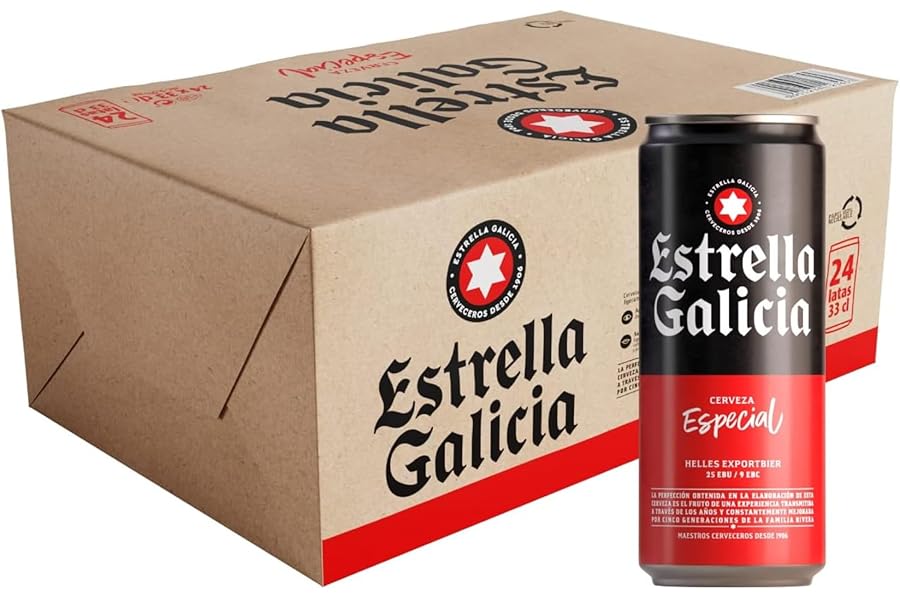 Estrella Galicia - Especial, Cerveza Lager, 24 Latas x 33 cl | Maltas Pilsen y Tostada, Lúpulos Nugget y Perle, Final Amargo,