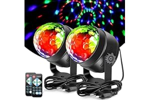 ‎LITAKE Discokugel Partylicht, Litake 2 Stück 3W Discolicht Party Lichter Patry Deko Lampe 7 Farben Modi Musikgesteuert Fernbedienung LED DJ Licht für Kinder Party Halloween Weihnachten