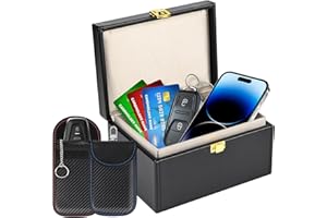 GTUZKHEU Boîte Anti RFID & Lot de 2 Signal Blocage Faraday Pochette Sac,Boîte à clés de Voiture, Keyless Go Boîte Protection,Etui Anti RFID,pour Antivol Anti Piratage et RFID Cage de Faraday(170 x 133 x 93mm)