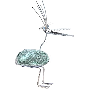 Therese sitzend Gartenfigur und Gartendeko als Steinvogel aus Edelstahl