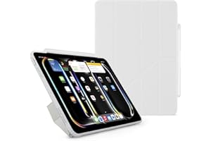 PIPETTO Origami No3 Pencil Case for iPad Pro 11 (M5/M4), Slim 5-in-1 Stand Cover with Hard Clear Back, TPU Bumper, built-in Pencil Holder - White