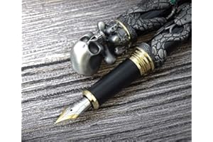LANXIVI Jinhao - Penna stilografica a forma di serpente, punta fine con testa a teschio, in metallo massiccio