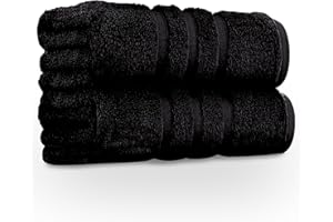 GC GAVENO CAVAILIA 550 GSM Hand Towels - Pack Of 2 - Egyptian Cotton Towel - Highly Absorbent & Quick Dry Bathroom Towels Sets - Washable Spa Saloon Gym Towel, Black,50 x 80 Cm