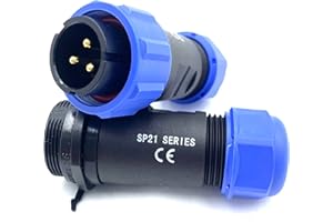 BAYZCONN Connecteur d'aviation SP21 à 3 Broches, câbles étanches IP68, connecteur d'aviation, Installation Artistique, connecteur Industriel Droit soudé pour l'aviation et Les équipements industriels