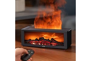 Gzvxuny Diffusore di aromi con camino a LED, diffusore di oli essenziali con fiamma a 7 colori, umidificatore con telecomando, diffusore di olio profumato per ambienti – 4 timer e spegnimento