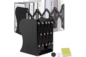 Serre Livre Réglable,DARUITE Presse-Livres en Métal,Presse Cale Bloque Livre Design,Robuste Organiseur de Bureau Accessoires Scolaires pour la Maison, Bureau, l'école, Bibliothèque,Noir X 2