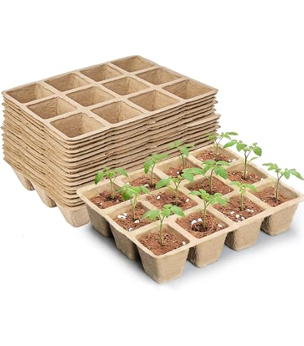 FLORTUS 5 Cm Quadratische Anzuchttpfe Holzfaser 30 Stck - Nachhaltige Pflanztpfe  Biologisch Abbaubar Torffrei