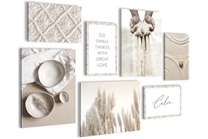 NOVART Set Cuadros Decorativos - COMPLETAMENTE LISTO PARA COLGAR - Imágenes - Pampasgras - 7 Partes - N020271a