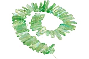 ‎KYEYGWO KYEYGWO Titanium Beschichtet Kristall Punkt Perlen Grobe Stein Sticks Spikes Natürliche Quarz Gebohrt 15 Zoll Strang Lose Perlen für Schmuck Machen