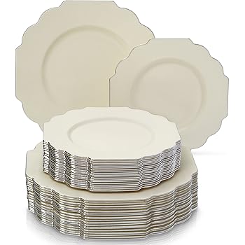 Piatti Di Carta Alice Nel Paese Delle Meraviglie Talking Tables: 12 Piatti Crema E Oro, 23 Cm, Per Feste A Tema - 3