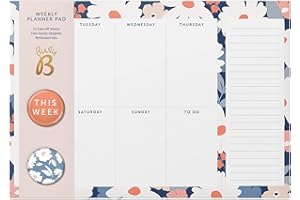 Busy B - Bloc alfombrilla escritorio semanal con 52 hojas arrancables - Flores